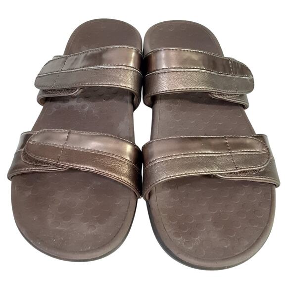 Vionic Orthaheel Shore Slide Sandals Bronze Slip On Orthotic Womens 9 Adjustable - Picture 6 of 8